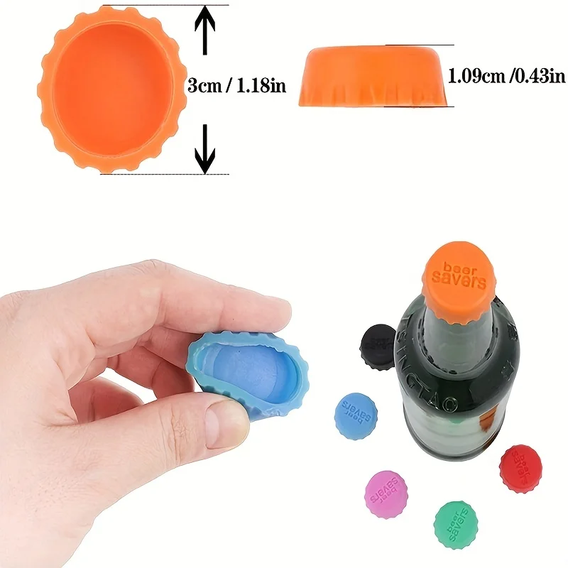 30/60 reusable silicone bottle caps, suitable for sealing and preserving beer, wine, cola, soda water bottles