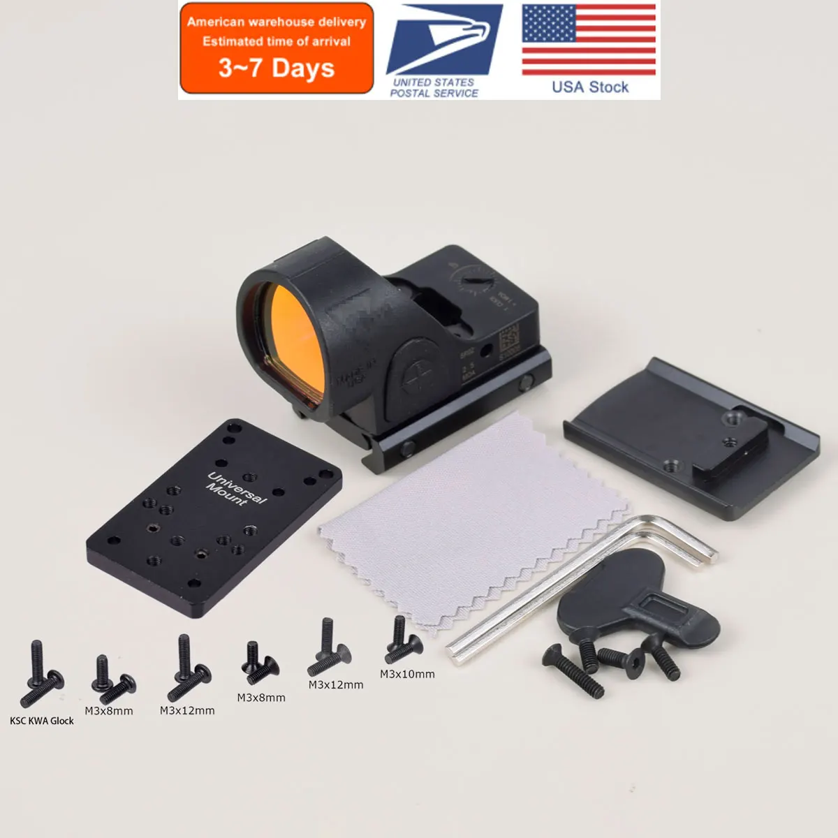 

US Warehouse Tactical Trijicon SRO Red Dot Sight Reflex Scope with Mount Plate RMR Footprint For Mos Glock Hunting Gun