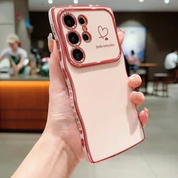 Electroplated Double Heart Large View Window Shockproof Case - Galaxy S26 Pro (Pink)