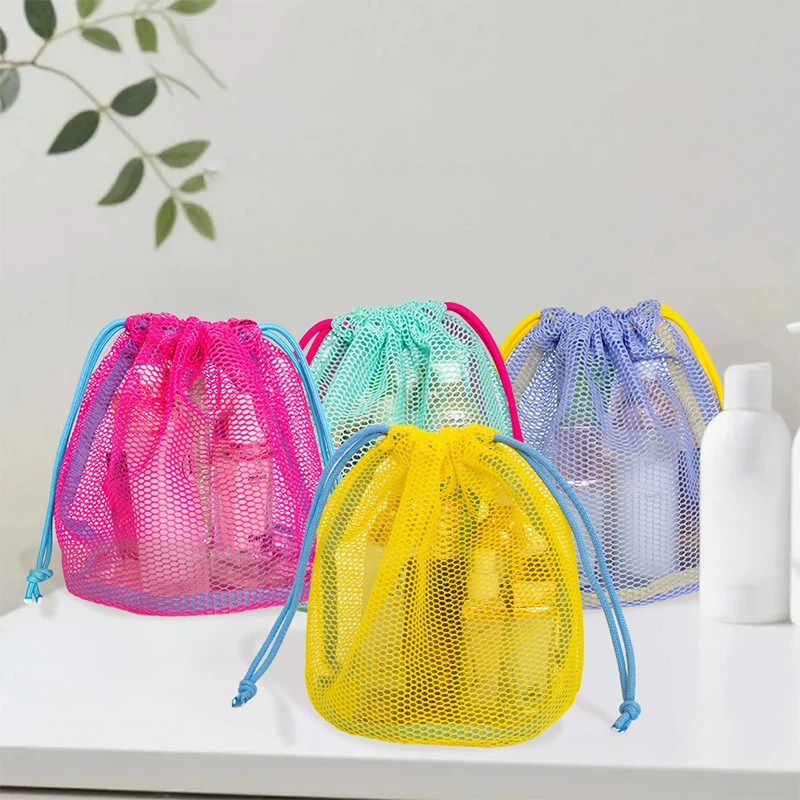 1pc Nylon Mesh Drawstring Storage Pouch Bag Multi Purpose Travel & Outdoor Activity Pouch For Digital Products Makeup Bag