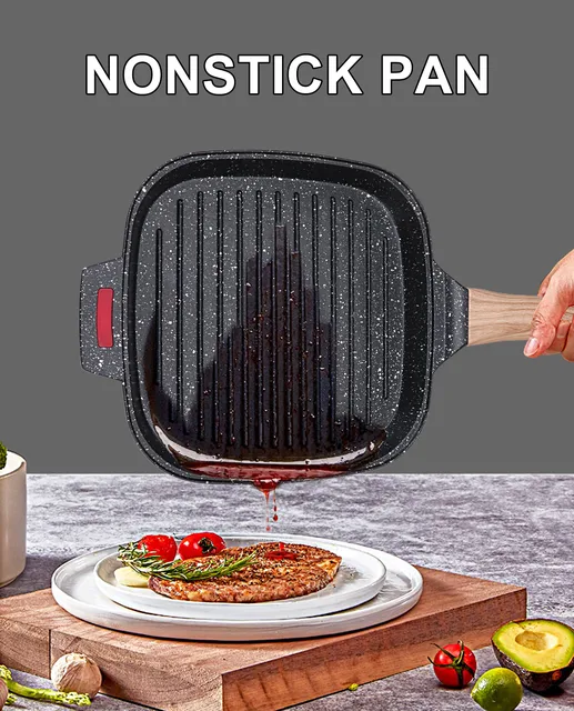  Bobikuke Nonstick Grill Pan for Stove Tops, 10.5 inch