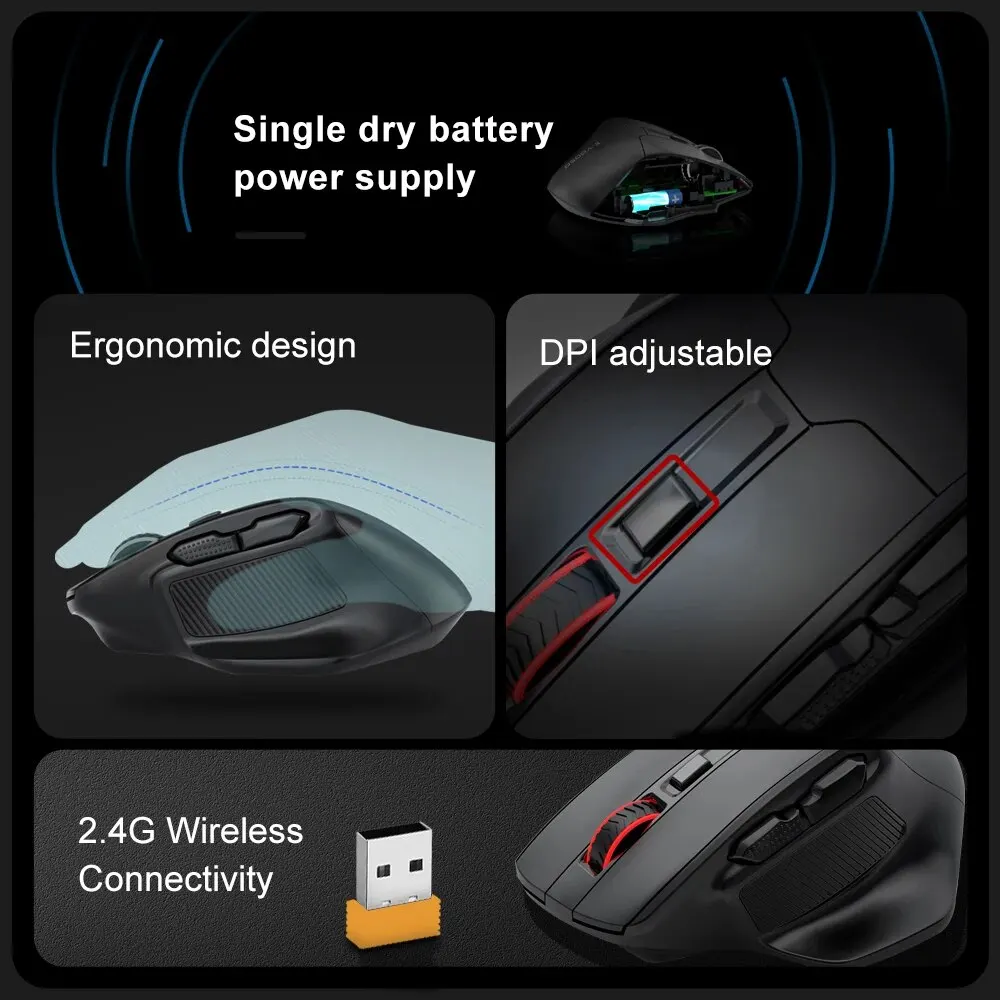 E-YOOSO X-31 USB 2.4G Wireless Gaming Large Mouse for Big Hands PAW3212 4800 DPI 5 Buttons for Gamer Mice Computer Laptop PC — view 2
