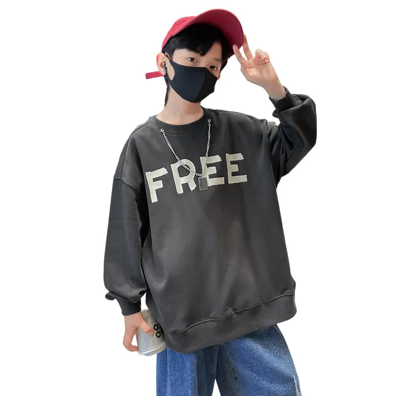 

New Spring Autumn Boys Clothes Soft Cotton Sweatshirt Children Casual Long Sleeve T-Shirt Sportswear Teen Clothing Tops 5-14Yrs