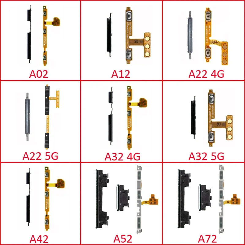 

Кнопка питания и громкости для Samsung A02, A12, A22, A32, A42, A52, A52s, A72, 4G, стандартная функция включения и выключения телефона, боковой ключ, гибкий кабель