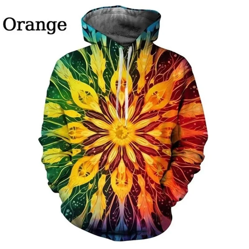 Sudadera con capucha de caleidoscopio con estampado 3D para hombre, jersey con patrón de combinación de colores, sudadera informal de manga larga para primavera y otoño