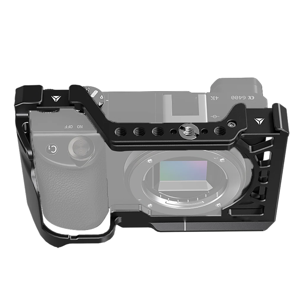 Aluminium Kamerakäfig Rig Kaltschuhhalterung 1/4 3/8 Schraubenlöcher für Sony A6500 A6400 A6300 A6000 Stabilisator Lichtverlängerungshalter – Detail 5