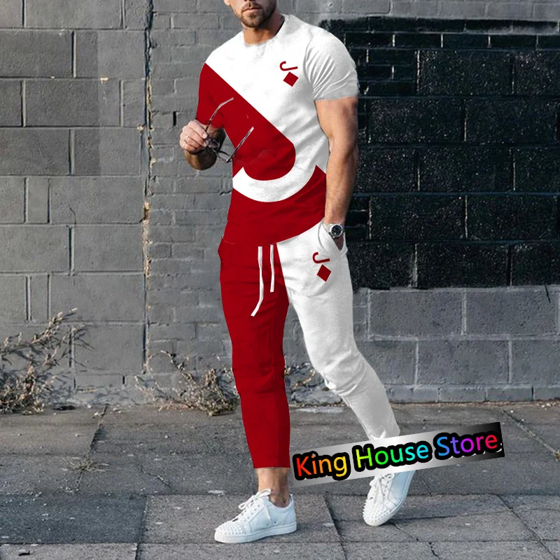 Fashion Sportswear Suit Set Men's Jogging Set Tracksuit Clothes T Shirt Trouser 2 Piece Set Male Oversized Street Clothes