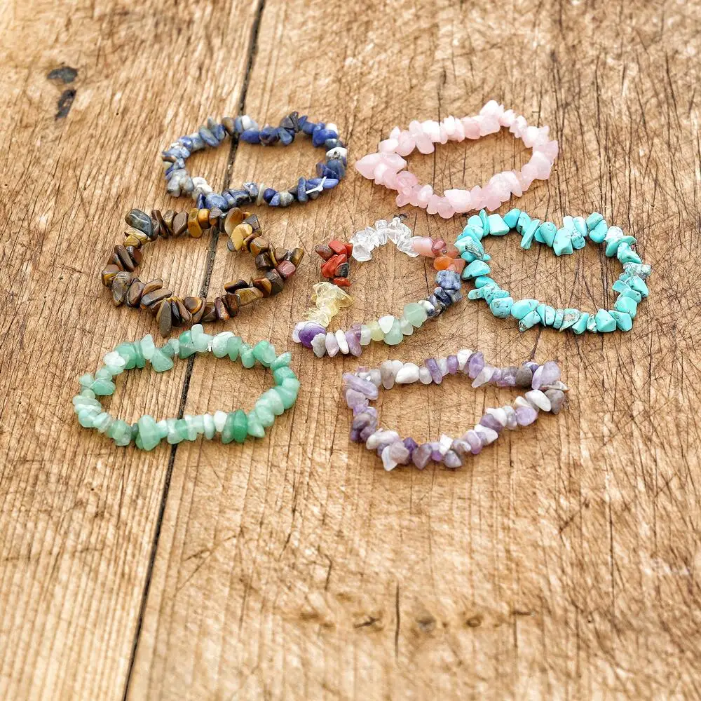 Irregular Chips Natural Stone Bracelet Women Girls Asymmetry Beads Crystal Quartz Gravel Stretch Bracelets Bangles
