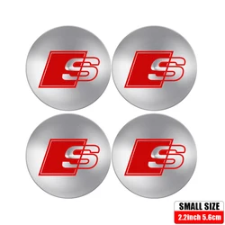 Set of 4 Premium 56mm Car Wheel Center Hub Cap Stickers (S - Silver)