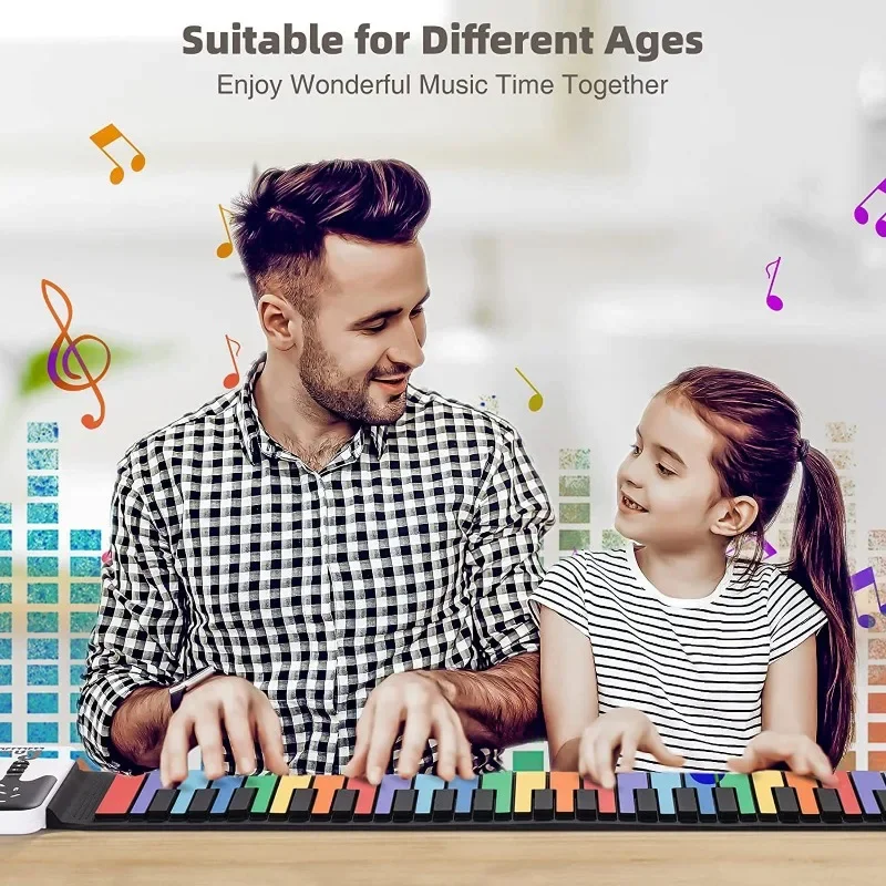 49 Keys Musical Keyboard Portable Silicon Hand Roll Up Piano Electronic Keyboard Organ for Children Music Lover