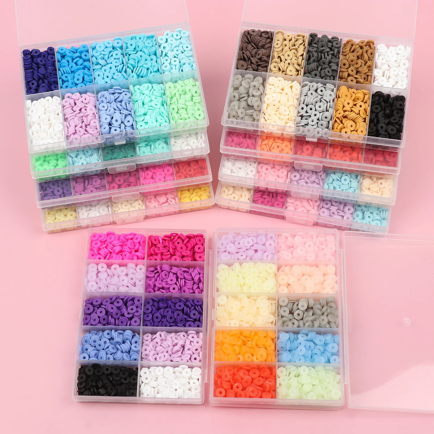 6mmPolymerClayBeadsSet10RainbowColorFlatChipBeadsForBoho