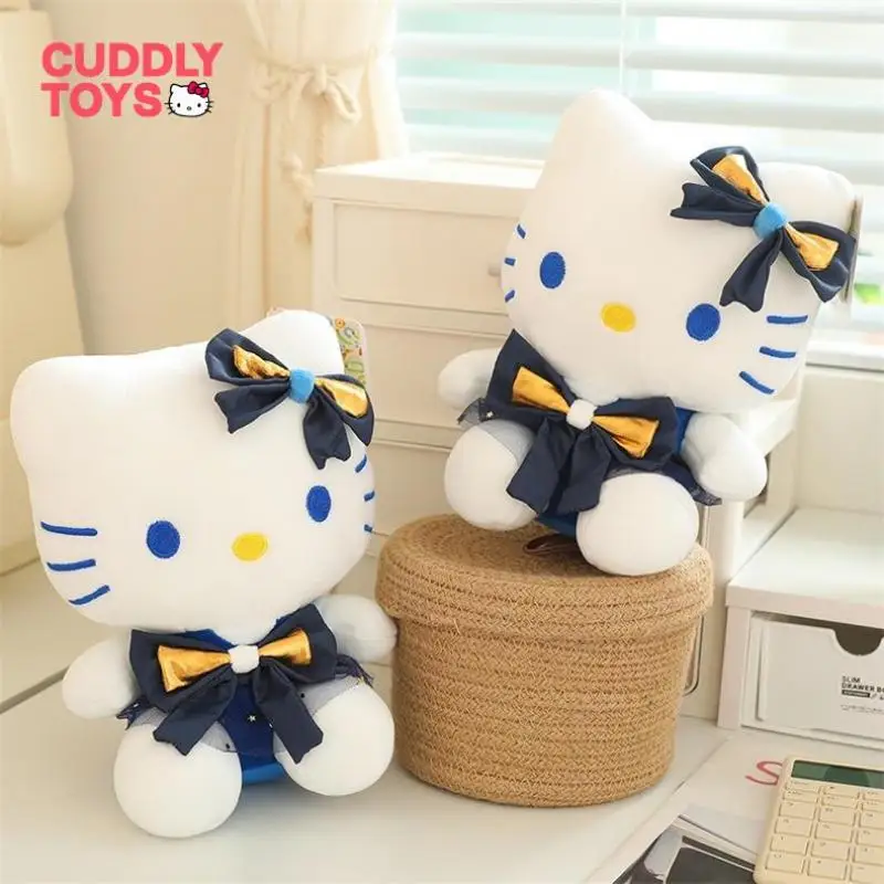 Hello Kitty Plush Doll Toys Kawaii Bule Sweet Flower Series Cartoon Soft Stuffed Anime Hello Kitty Plush Pillow for Girls Gifts