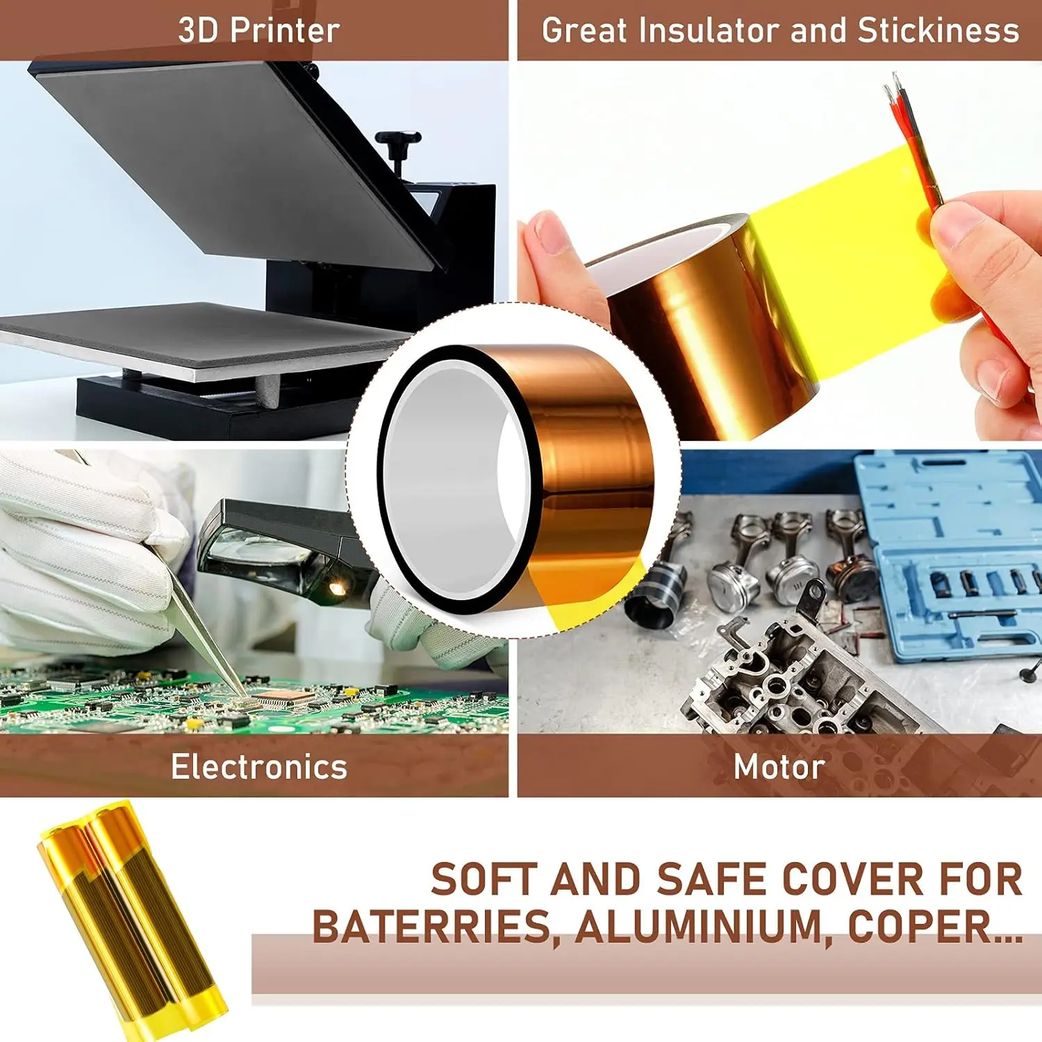 1PC Self Adhesive Tape 33M High Temperature Resistant Tape Electronics Industry Welding Polyimide Capton Insulating