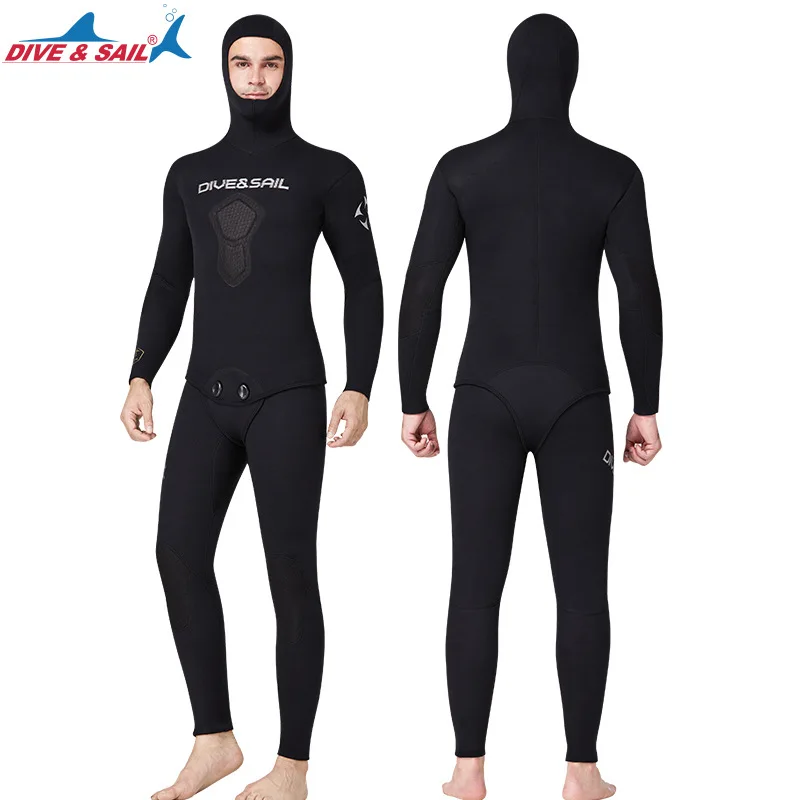 Spearfishing Wetsuits Men 3MM 5MM 7MM Neoprene CR 2-Pieces Hooded