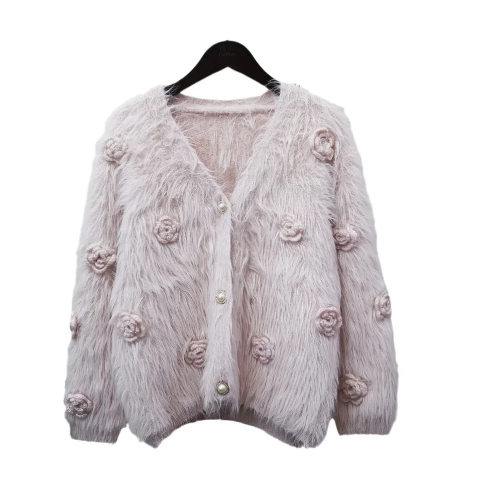 トップス andwang fur bonbon cardigan Fur bonbon cardigan (black)