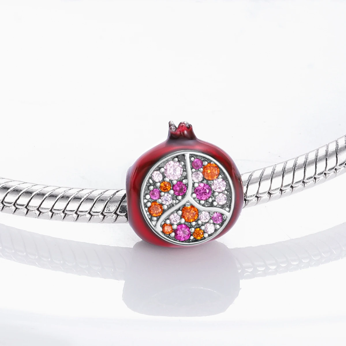 Silver Fruit Charm Bead Pendant - Strawberry, Cherry, Avocado Design