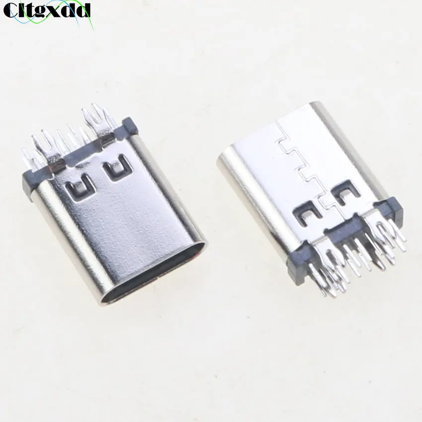 

10pcs Type-C 14P Female Socket 10.0mm 10.5mm Vertical Plug 180 Degree Harpoon Foot high Current 14Pin 3.1 USB Charging Connector