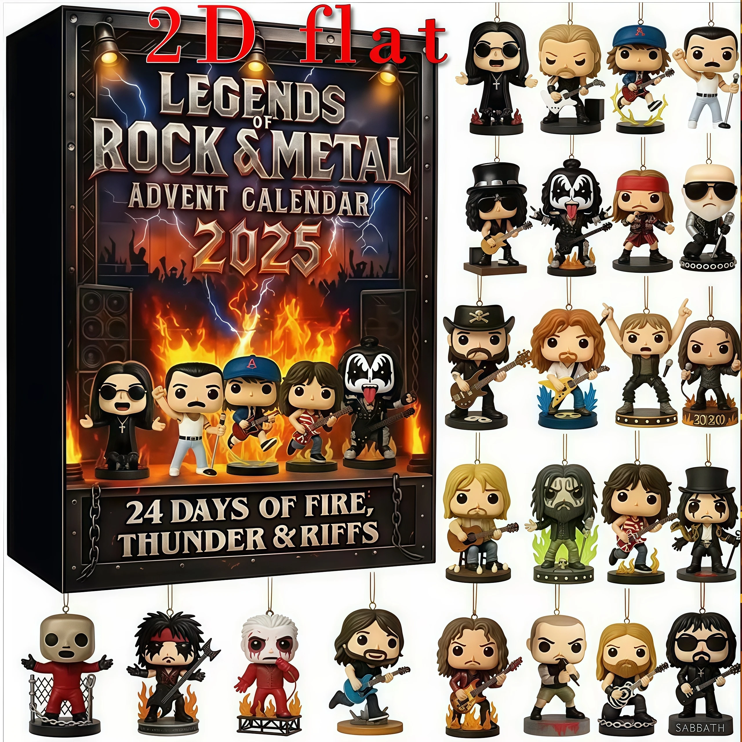 Calendario De Adviento Guitarra 2025 - 24 Mini Guitarras, Decoración Navideña Musical | Para Amantes Del Rock