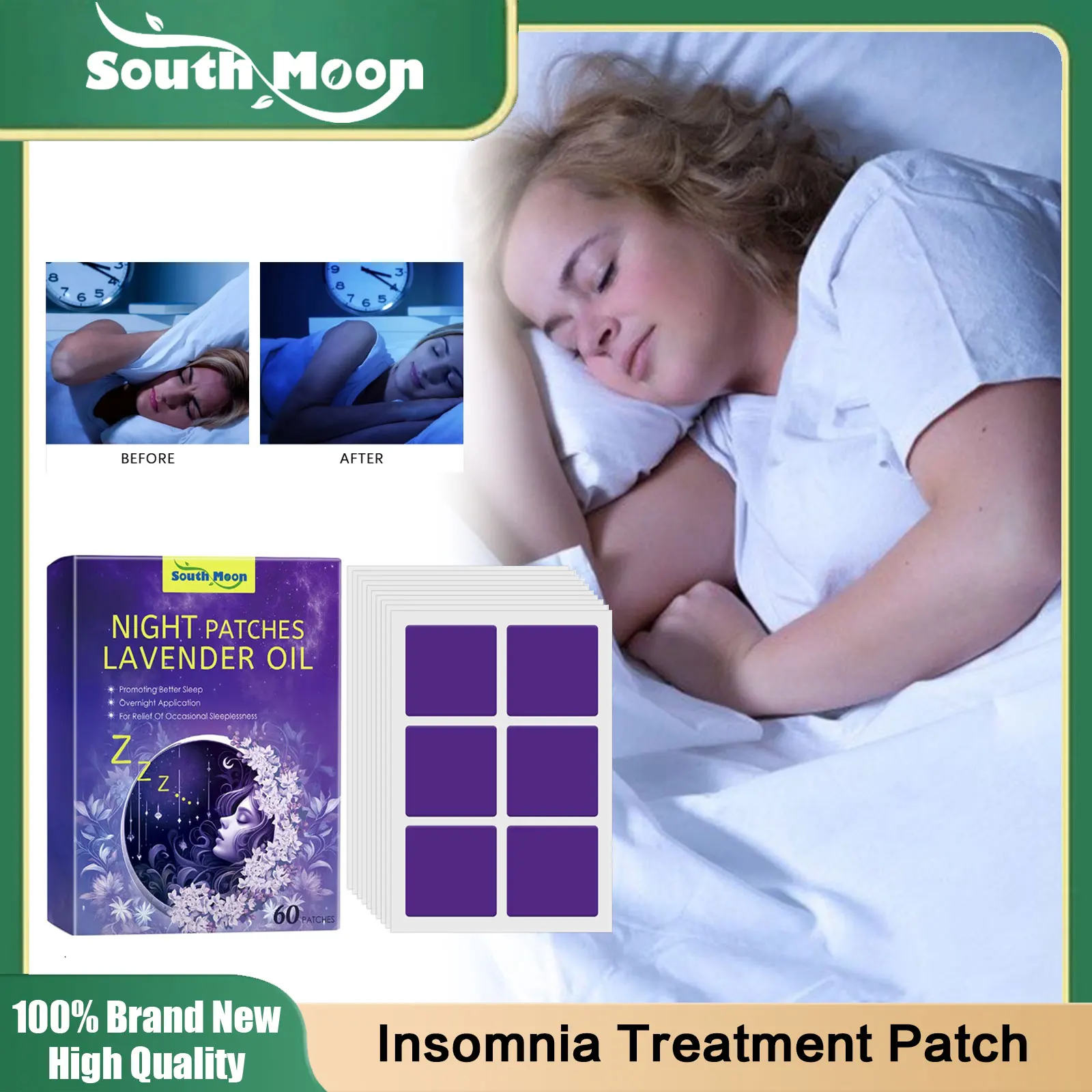 Insomnia Treatment Patch Relieve Nighttime Dreaminess Stress Headache Neurasthenia Soothing Body Relax Lavender Improve Sleeping
