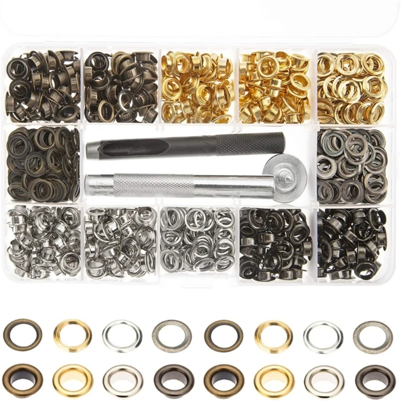 

6mm Metal Grommets Kits 6mm 4 Colors Eyelet Set Metal Eyelets Grommet Set