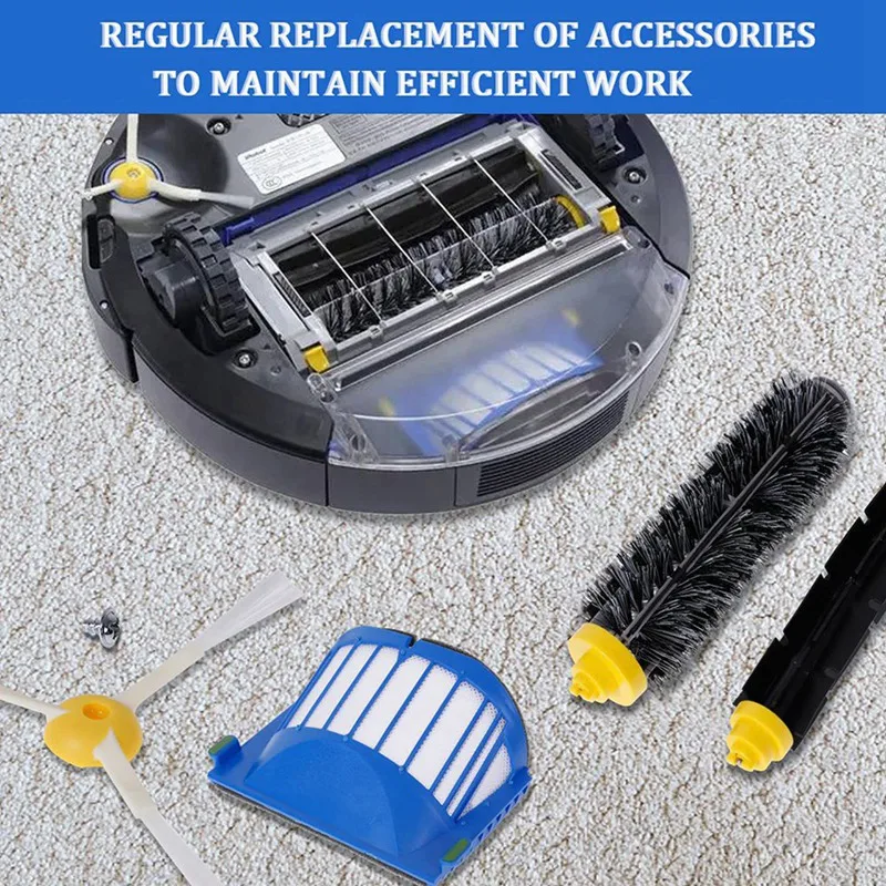 Replacement Parts Roller Brush Side Brush HEPA Filter Copatible for iRobot  Roomba 630 650 760 Vaccum Cleaner Accessories