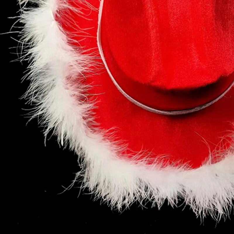 

Винтажная рождественская шляпа для женщин и мужчин, фетровые ковбойские шляпы красного цвета, праздничная шляпа для вечеринки