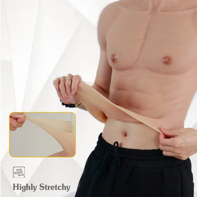 Classic Realistic Fake Muscle Silicone Artificial Skin Actor Cosplay Props Simulation Muscle T-Shirt Mens