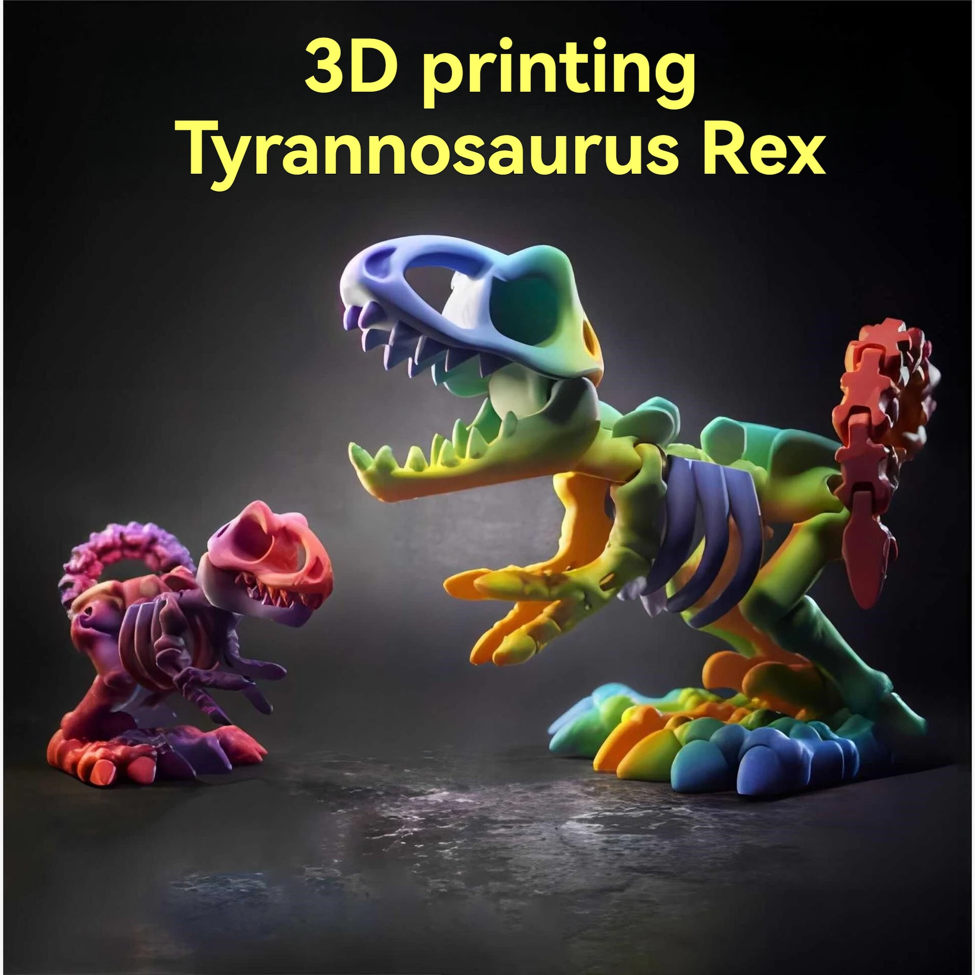 

3D Printed Integrated Skull Tyrannosaurus Rex Body Joints Can Move Freely Big-mouthed Dinosaur Hand Model Movable Sculpture