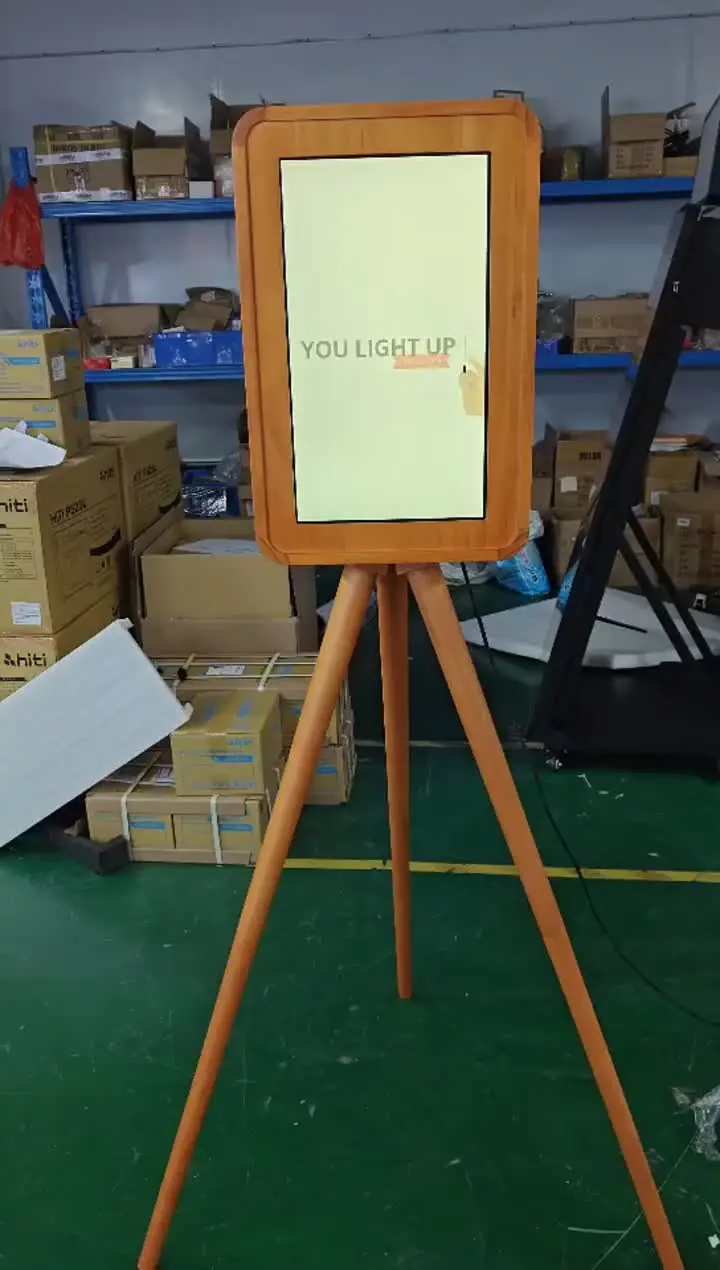 Double-Sided Retro Wooden Photo Booth with Touch Screen Printer