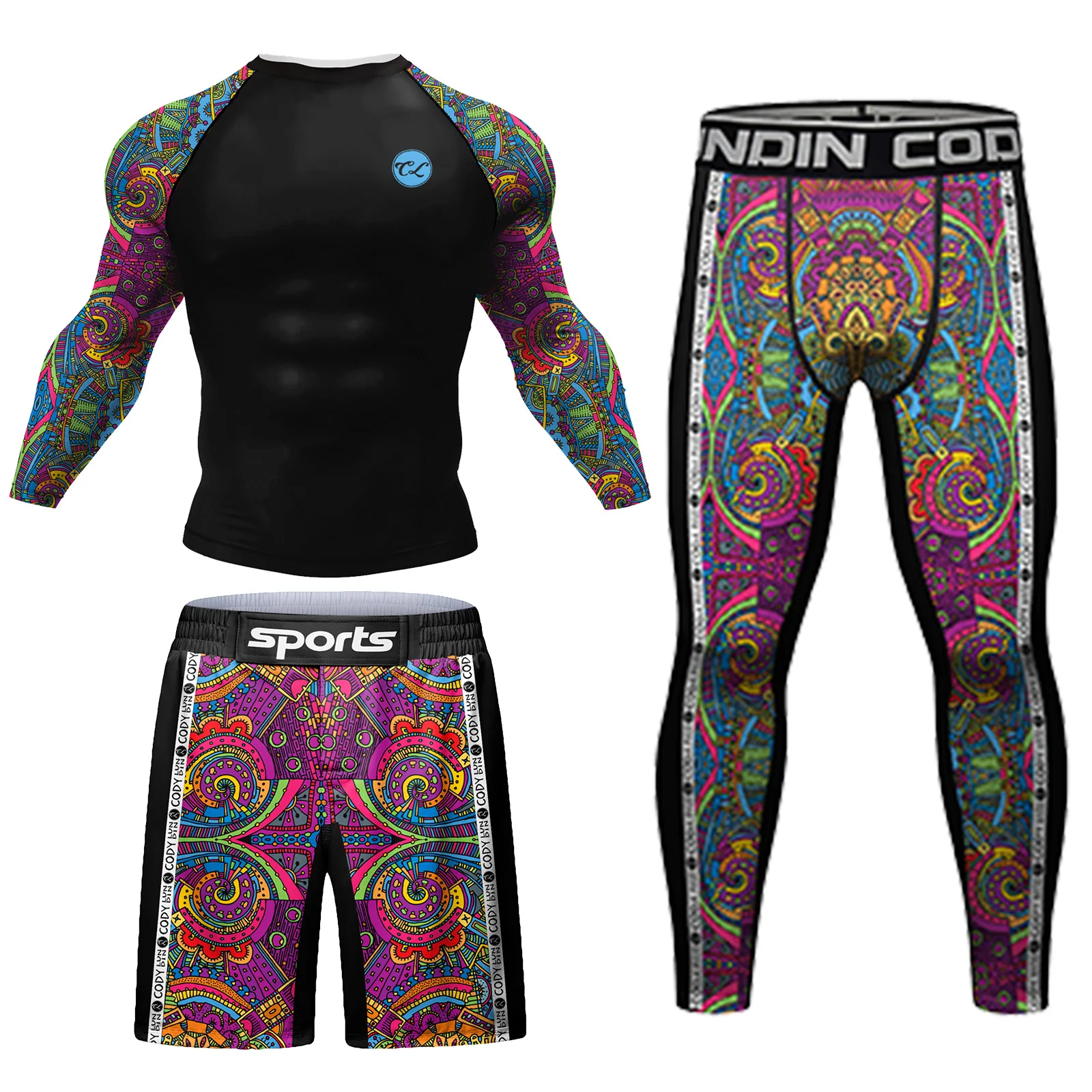 Jiu Jitsu Rashguard Kit Men Boxing Brazilian Grappling Bjj Sport Suit