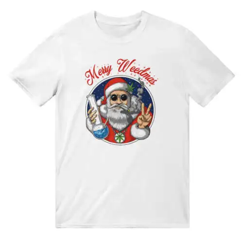 

Футболка с надписью Merry Weedmas Santa