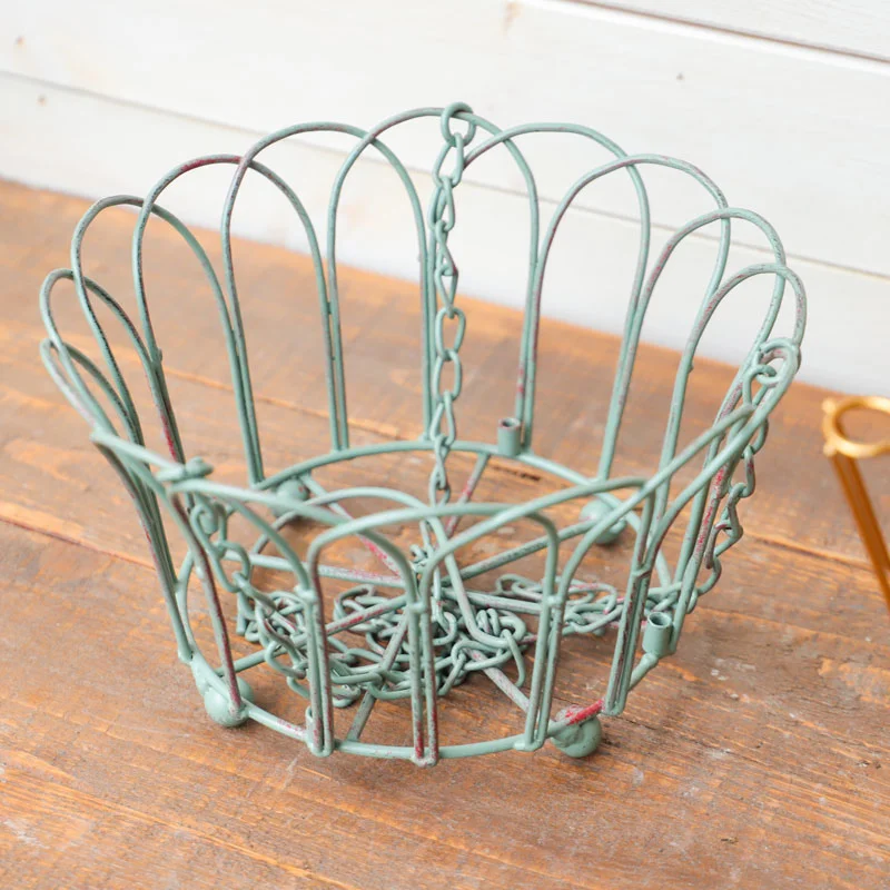 Hanging Plant Planter Baskets Liner Round Metal Wire Plant Holder With Chain Porch Decor Flower Pots