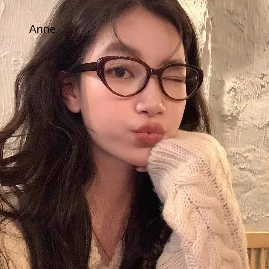 Myopia Glasses Retro Anti-blue Light Cat Eye Flat Mirror HD Nearsighted Unisex Diopter 0-0.5-1.0-1.5-2.0 To-4.0