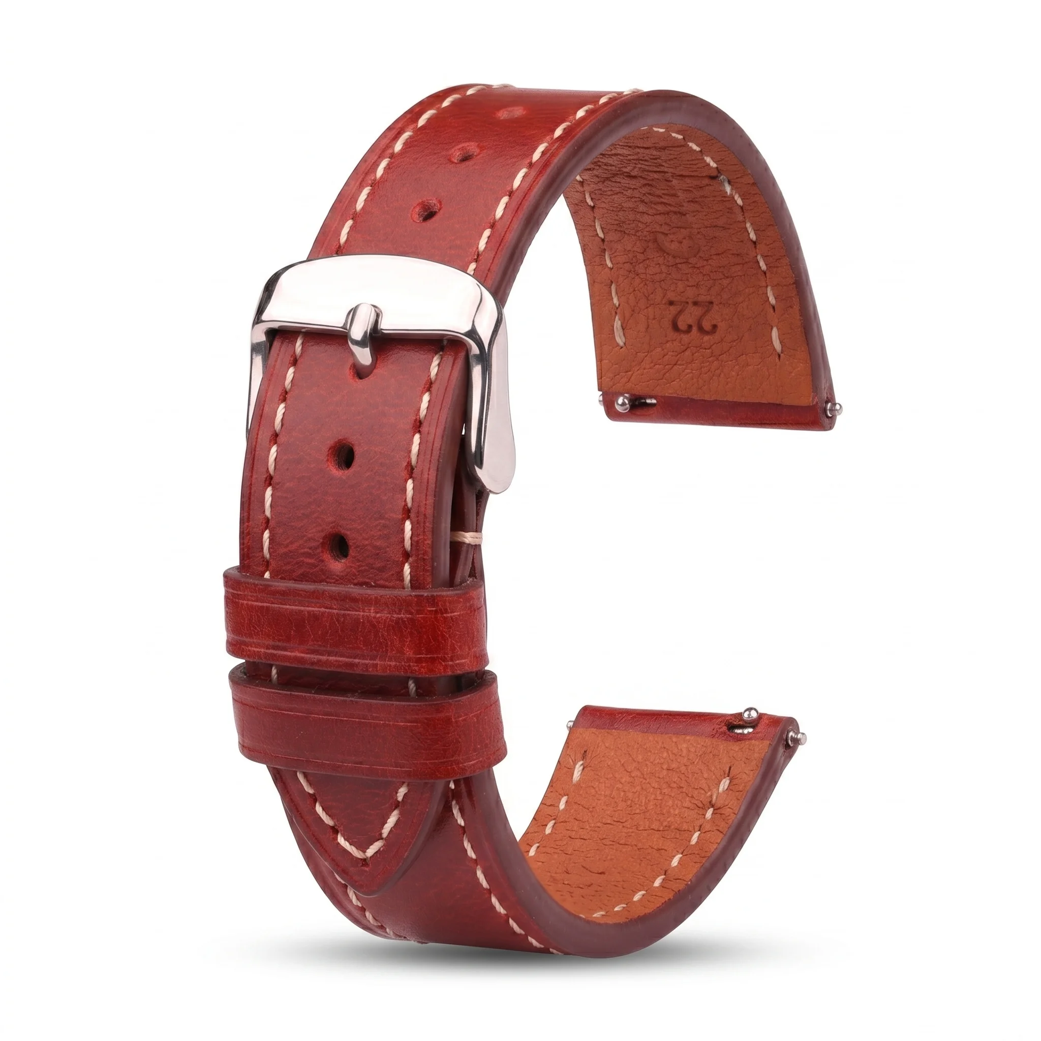 Vintage Top Grain Leather Quick Release Watchband - Soft Oil Wax Replacement Strap