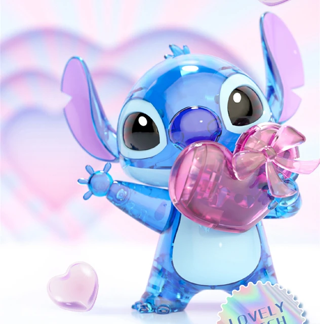 Disney Anime Stitch Action Figure Toy Stitch and Angel 14cm Crystal  Building Blocks Gifts for Kids Room Decoration