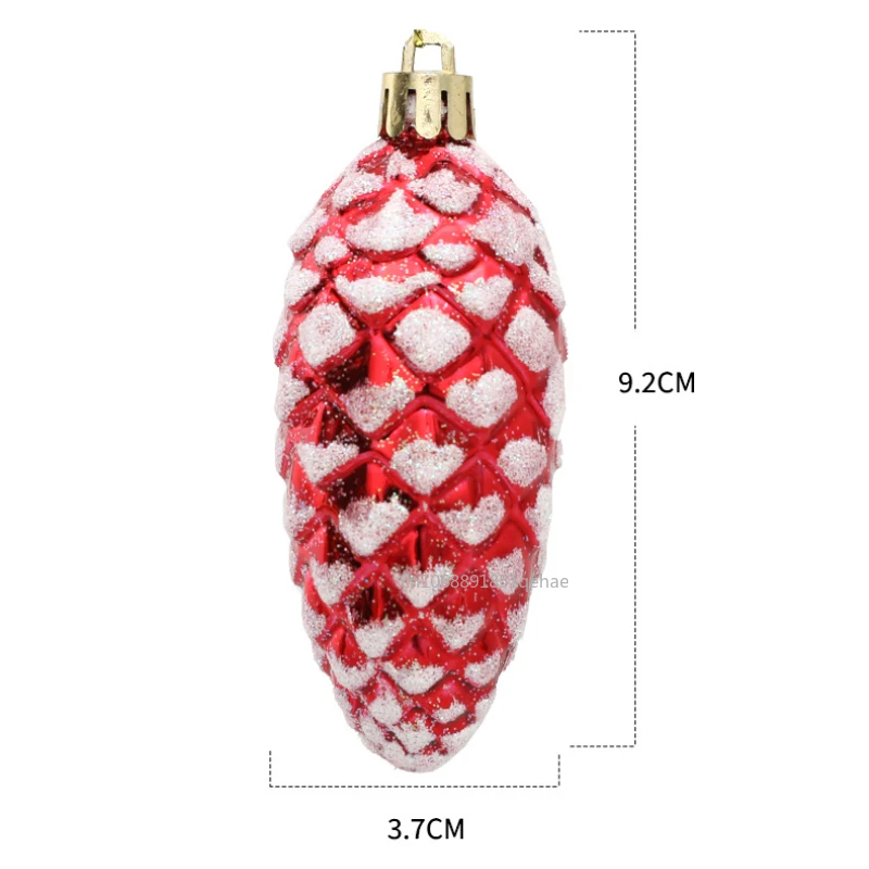 5pcs Christmas Pine Cone Ball Decor Christmas Tree Hanging Ornament Gold Red Plastic Pine Cone for Christmas Home Decorations