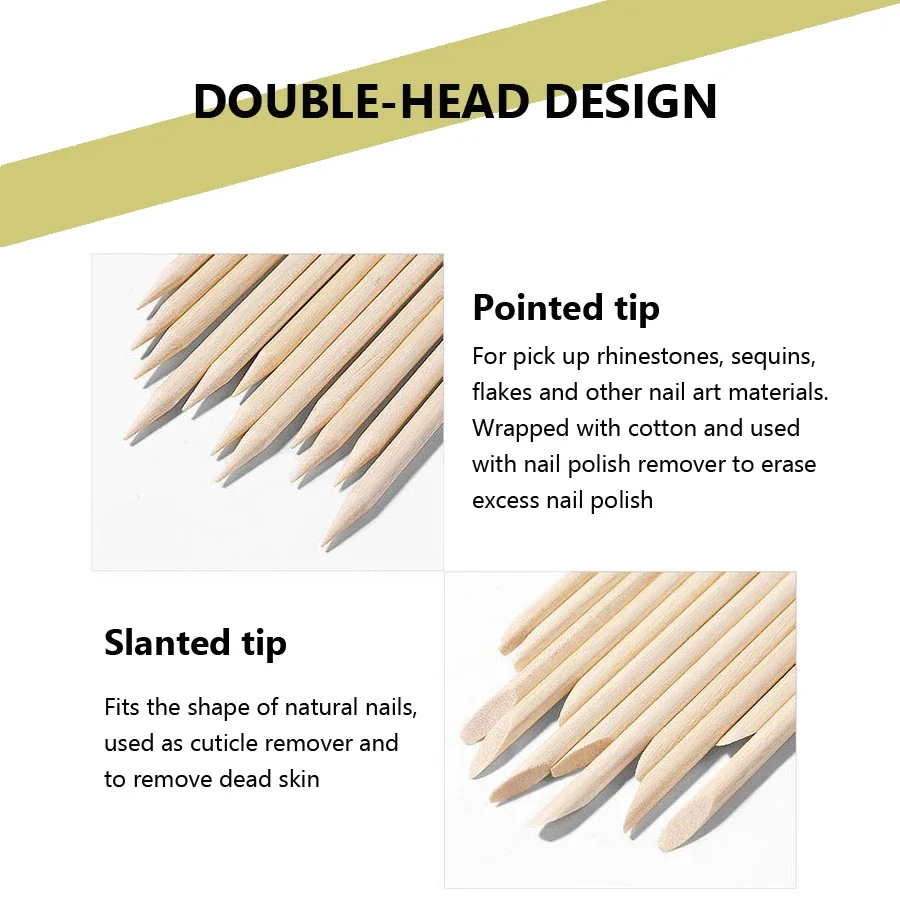 Nail Art Design Orange Wood Stick 100 Pcs Cuticle Pusher Remover Manicure Pedicure Care nail art pusher manicure tools nail manicure tools nail manicure sticks manicure pedicure tools cuticle pusher