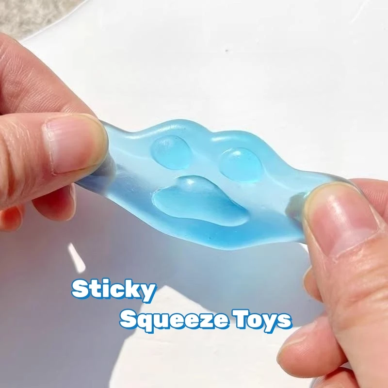 Sticky Squeeze Toy Kawaii Cat Paw Soft Realistic Jelly Glitter Cat's Claw Squishy Stress Relief Kids Adults Unique Gifts