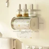 Multifunction Wall Hanging Clear Design Kitchen Tissue Box No Punching Installation Roll Paper Case Bathroom Supplies Waterproof 3