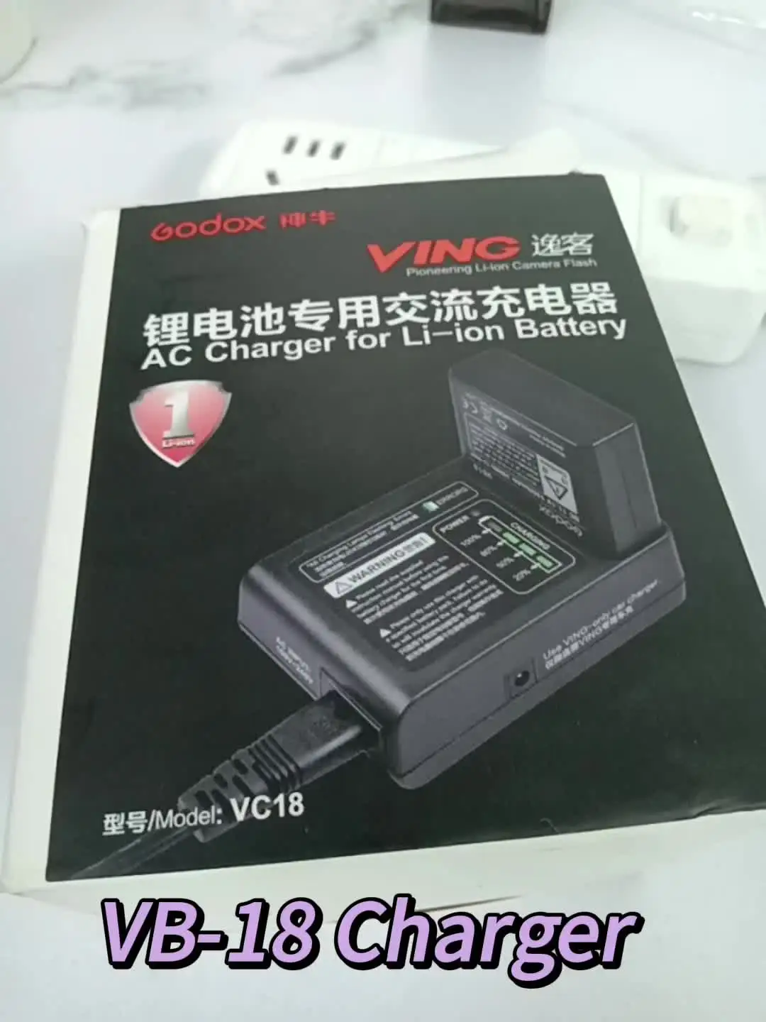 Godox充電器キット,Speedliteフラッシュ用,リチウムイオン電池,VC-18