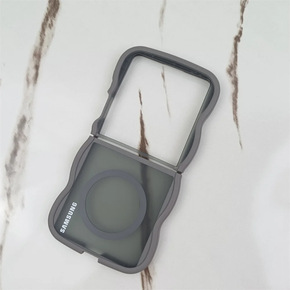 Translucent Wavy Frame Magnetic Luxury Shockproof Case with Silicone Back Cover