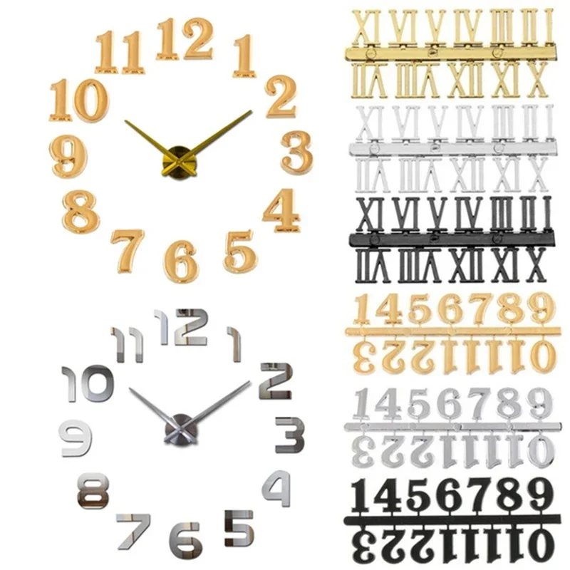 Roman Numerals 0-12 Arabic Number Replacement Gadget Silver Gold Digital Clock Numerals Parts Quartz Clock Parts DIY Tools 1Set,clock repair tools