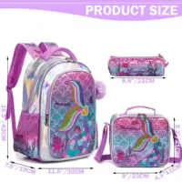 Meetbelify Mermaid Backpack for Girls Backpack with Lunch Box Set for Elementary Student Kids School Bag for Girls Ages 5-8Year 2