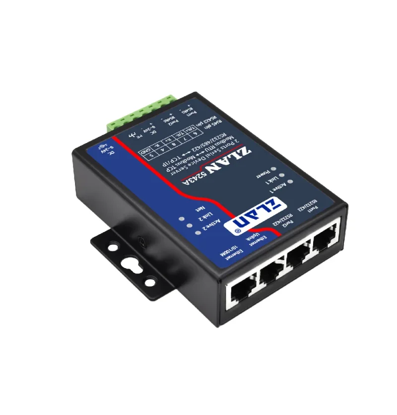 ZLAN 5243A 2 포트 RS485-이더넷 RJ45 TCP IP Modbus RTU 게이트웨이 멀티 마스터 직렬 장치 rs232-이더넷