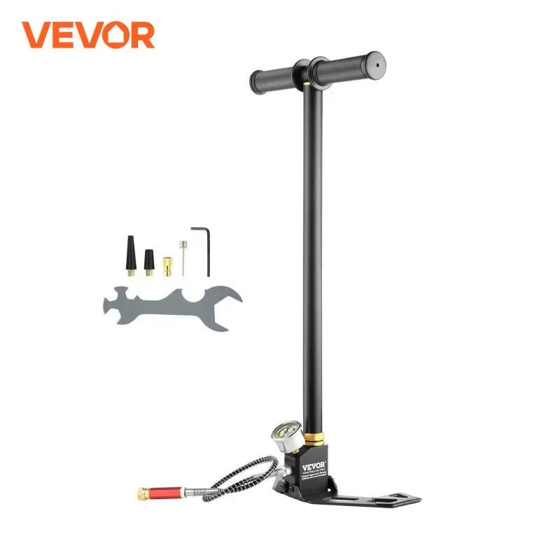 VEVOR 3 Stage PCP Pump 30MPa 4500PSI W/ Pressure Gauge Air Hand Stirrup Pump For Pistols Rifles Air Guns Car Bicycle Hunting