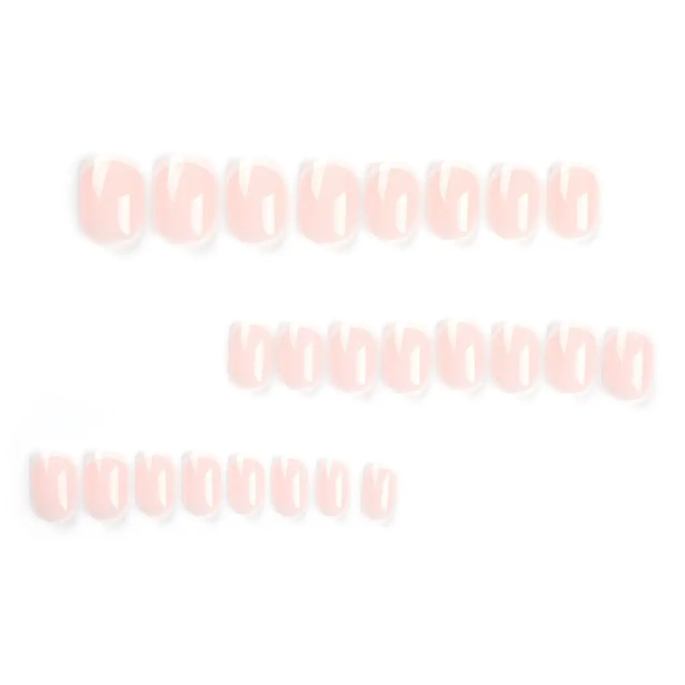 Detachable Short False Nails French White Edge Fake Nails Full Cover Round Nail Tips for DIY