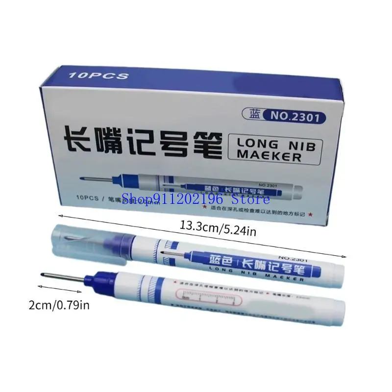 P82A 10Pcs 20mm 긴 팁 목수 마커 깊은 구멍 마커 깊은 구멍 마커 펜