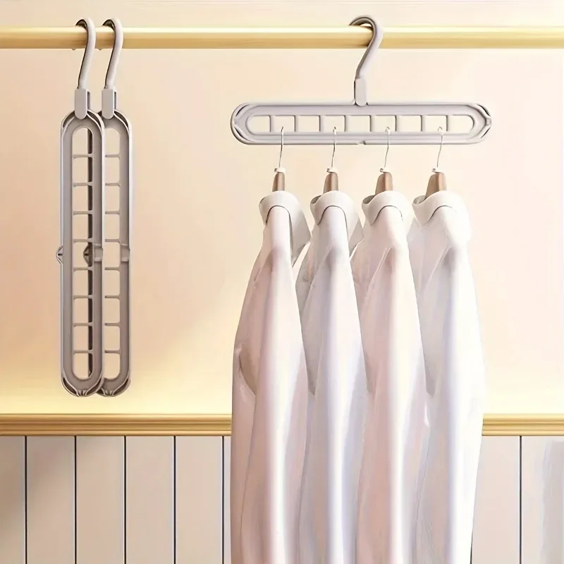 Clothes Hanger Plastic Multifunctional Hangers Heavy Duty Space Saving 9 Holes Clothes Organizer for Bedroom Cabinet Wardrobe Home Storage Use