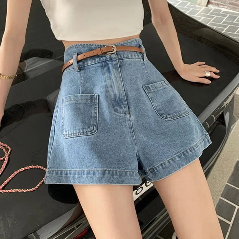 Cargo Outwear Wide Leg Shorts Summer Korean Plus Size S-5XL Denim Shorts Women's High Waisted Shorts Slim Kawaii Hot Pants