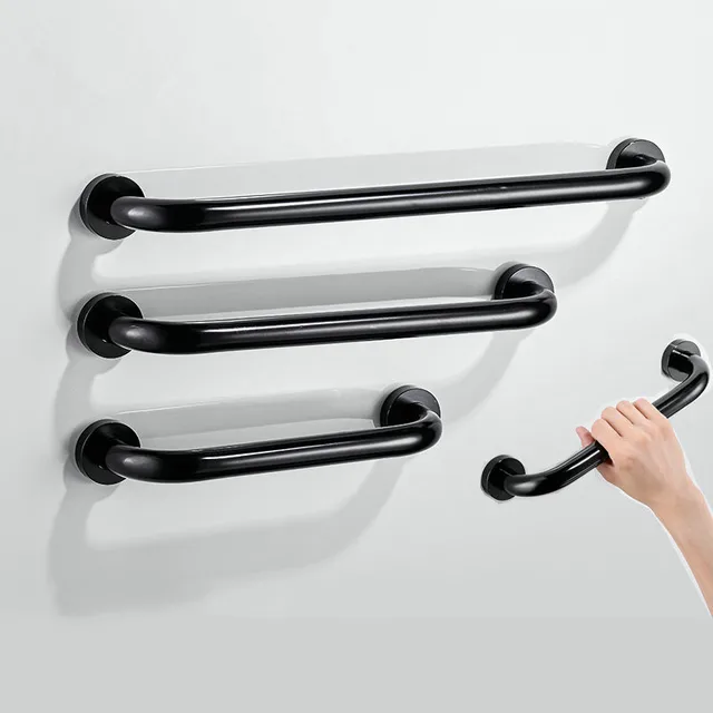 สีดำอลูมิเนียมอ่างอาบน้ำคว้าบาร์ Handrails ปีห้องน้ำ Handle Armrest ความปลอดภัยอุปกรณ์เสริม Wc ผ้าเช็ดตัว 1